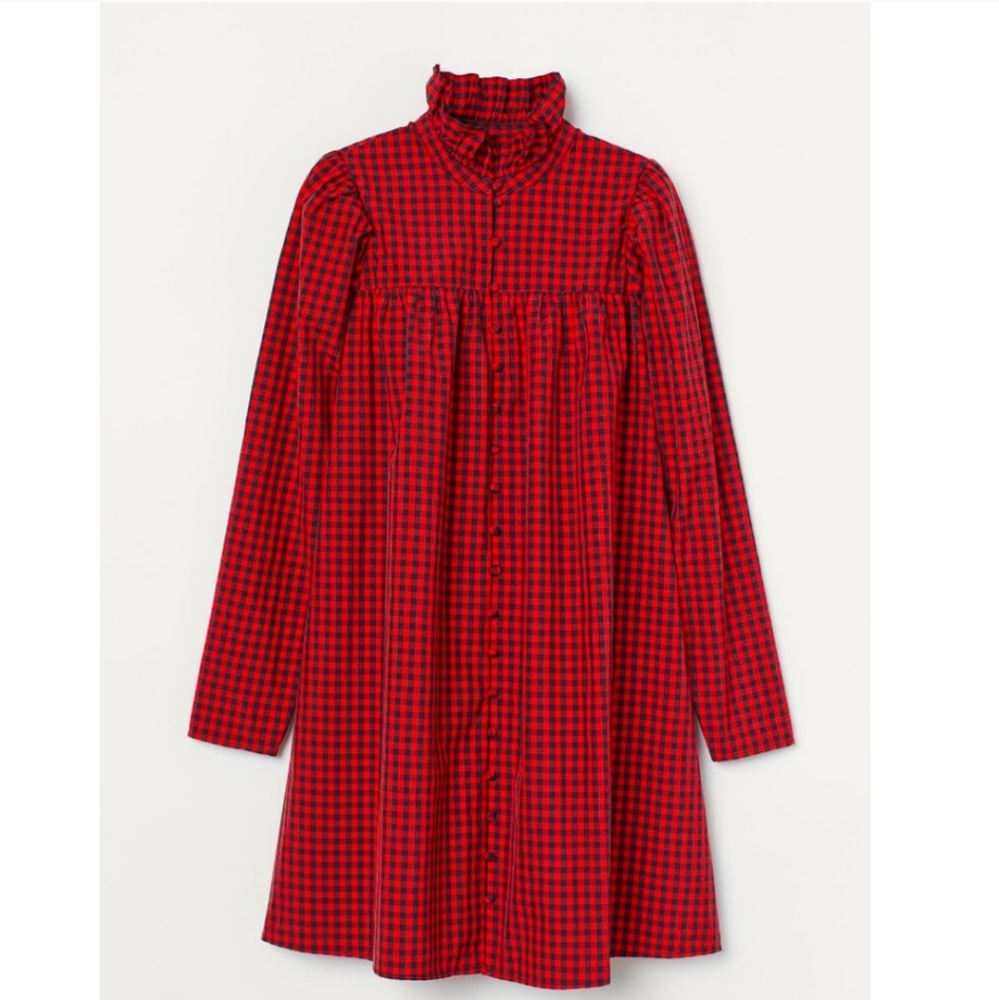 H&M Ruffled High-Collar  Mini Dress